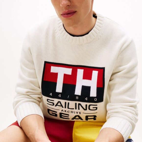 Tommy Hilfiger Archive Sailing Gear Sweater Men's M Intarsia Knit Nautical NWT - Picture 3 of 6
